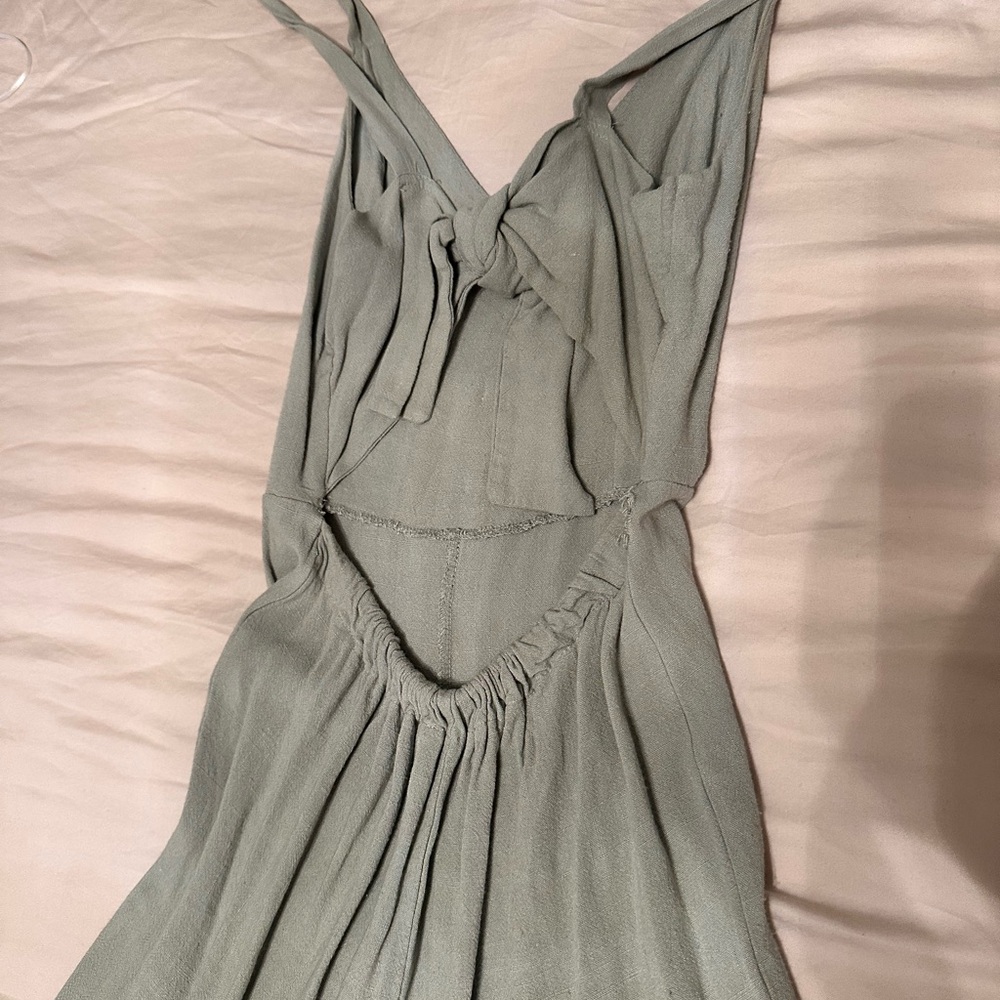 Newbury Kustom Light Green Button-Front Jumpsuit - Picture 4 of 5